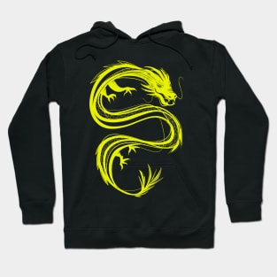 traditional chinese dragon in neon yellow, lime Hoodie